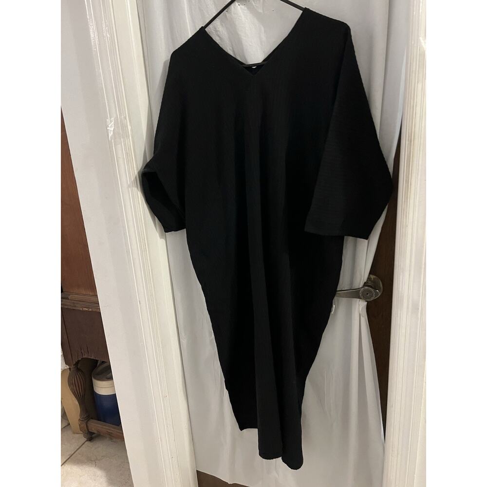 Sou Sou Made In Japan Black Kantoui Kimono Kaftan Midi Dress Sz L/xl - Picture 2 of 11